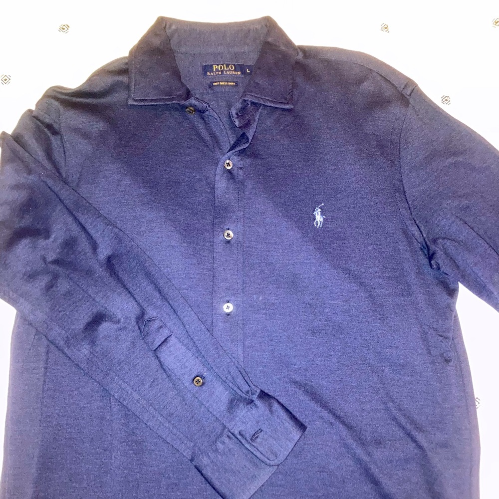 Polo by Ralph Lauren Knit Button Down Dress Shirt Size L